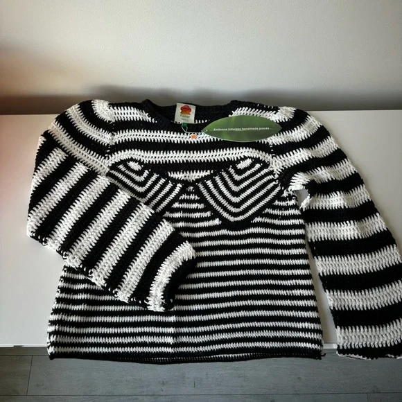 Farm Rio black and white stripped sweater - Picture 2 of 3